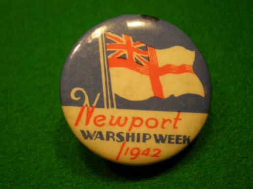 Newport Warship Week pinback badge. 