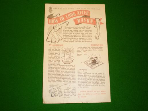 Make do and Mend Leaflet No.6 Rayon.