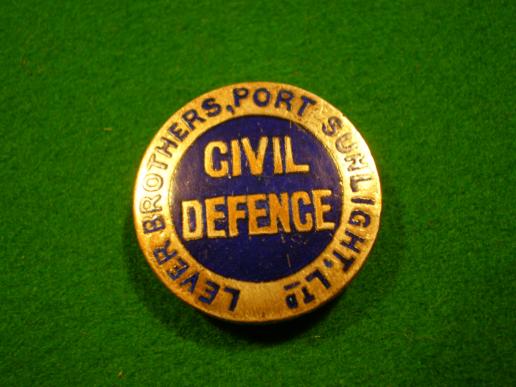 Lever Bros Civil Defence lapel badge.