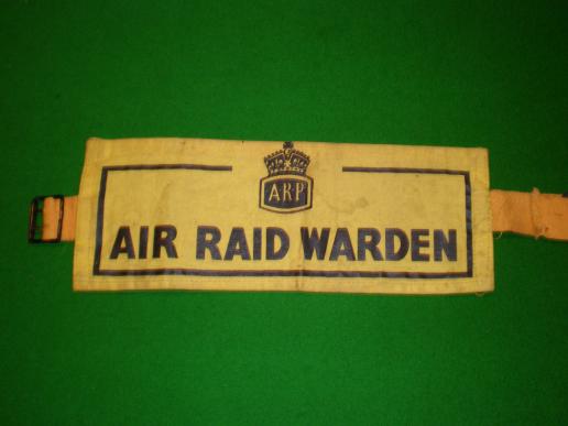 Early Air Raid Warden's armband. 