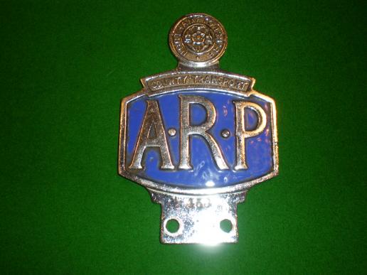 Northamptonshire County Transport ARP Car badge.