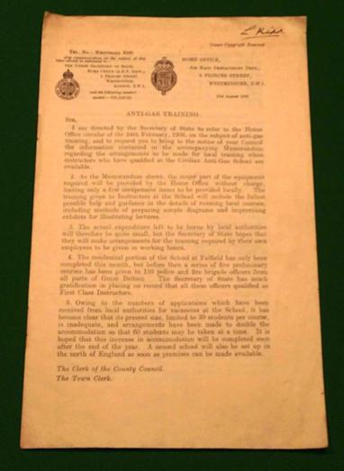 1936 Anti-Gas Training leaflet.