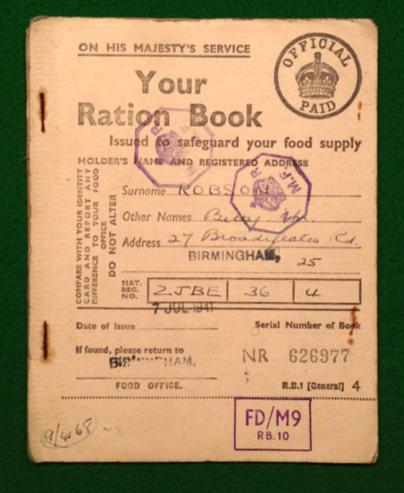 1941 Ration Book.
