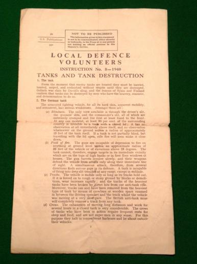 LDV Instruction No.8 Tanks & Tank Destruction.