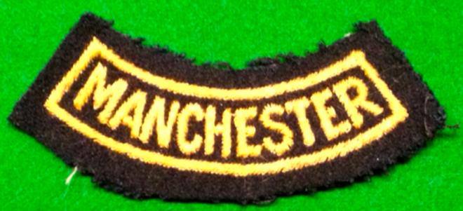 Wartime Manchester Civil Defence area title.