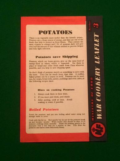 War Cookery Leaflet No.3 Potatoes.