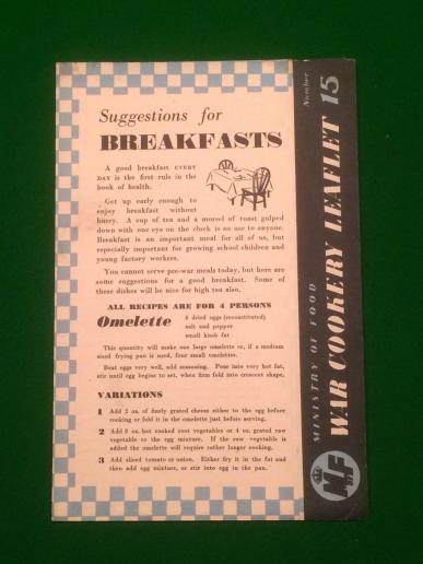 War Cookery Leaflet No.15 Breakfasts.