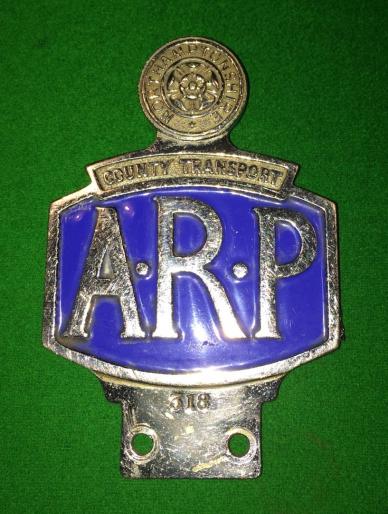 Northamptonshire County Transport ARP Car badge.