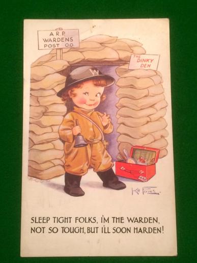 Comic postcard - ARP Warden.