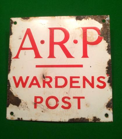 Enamel ARP Wardens' Post Sign.