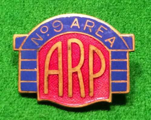 No.9 Area ARP Lapel badge.