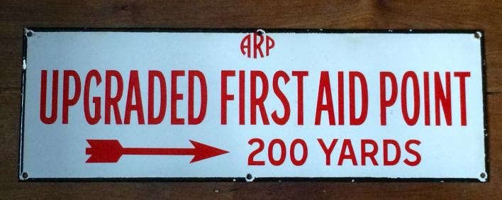 A.R.P Upgraded First Aid Point Enamel Sign.