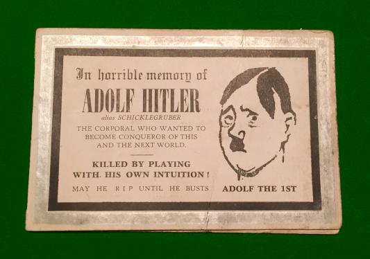 Comic Hitler Memorial Card.