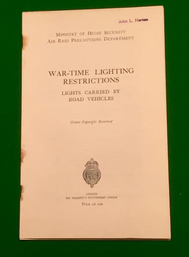 ARP Memo - War-Time Lighting Restrictions for Road Vehicles.