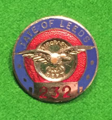 Tate of Leeds Aircraft Dept. National Service Badge.