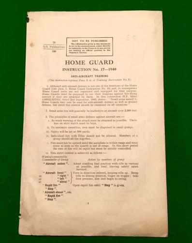 Home Guard Instruction No.17 - Anti-Aircraft Training.