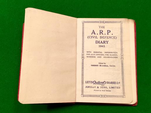 1943 ARP ( Civil Defence ) Diary.