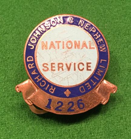 Richard Johnson & Nephew National Service badge.