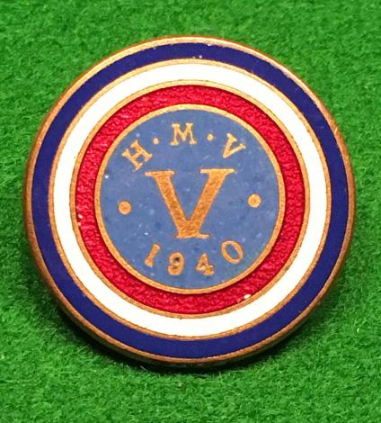 HMV 1940 War Service Lapel Badge.