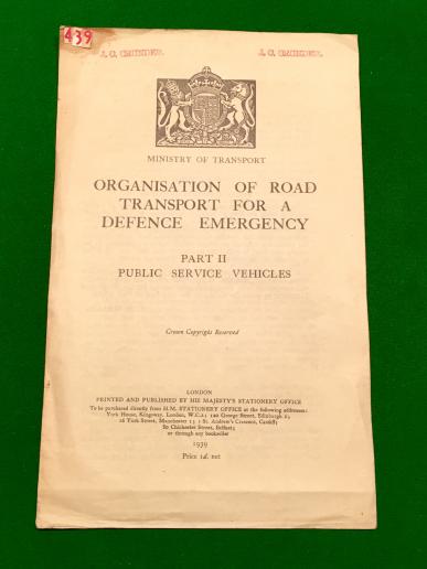 Ministry of Transport - Organisation of Transport for Defence Emergency.