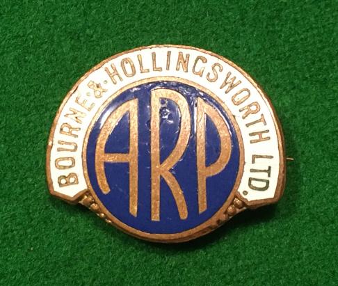 Bourne & Hollingsworth ARP Badge.