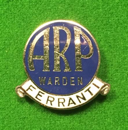 Ferranti ARP Warden lapel badge.