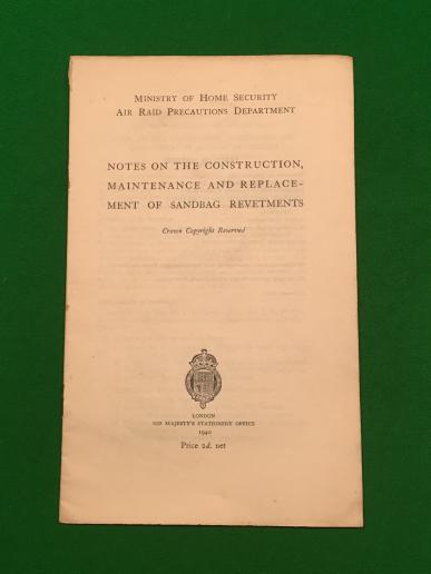 Notes on the Construction.....of Sandbag Revetments.