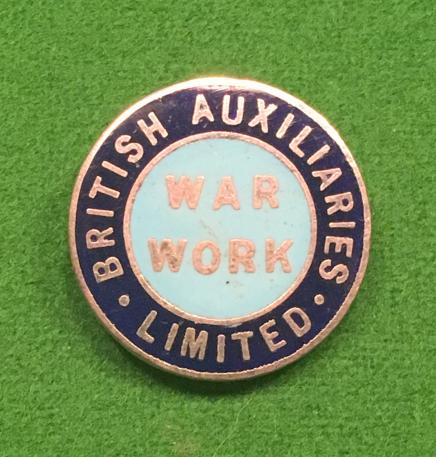 British Auxiliaries Ltd War Work Lapel Badge.