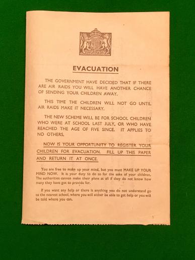 London Evacuation Registration Form.